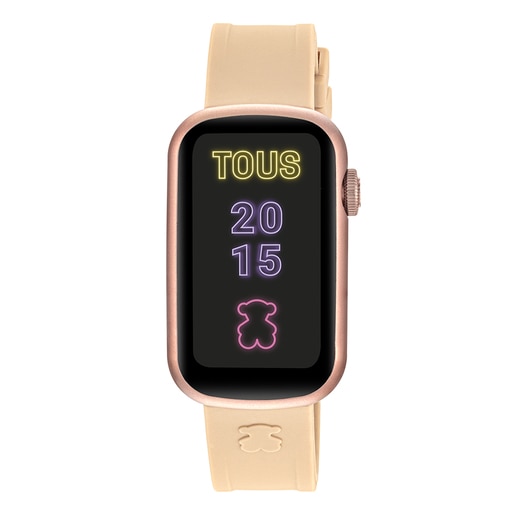 Montre smartwatch avec bracelets en nylon et en silicone rose pâle T-Band