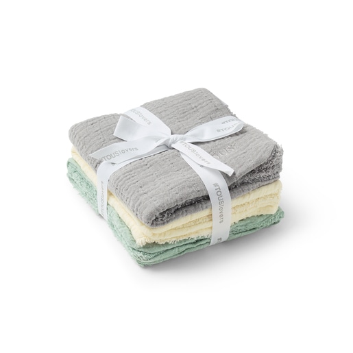 Set of 3 SMuse mini baby muslins in grey