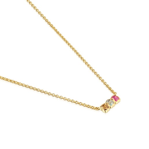 שרשרת קצרה Icon Color LGG מכסף בציפוי זהב 18 קראט עם אבני חן מעבדה