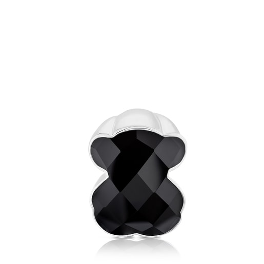 Silver TOUS Color Ring with faceted onyx Bear motif