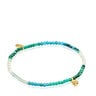 Bracciale elastico in argento placcato oro 18 kt e pietre preziose verdi TOUS Bold Bear