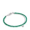 Pulsera de plata y calcedonia verde tratada Bold Bear