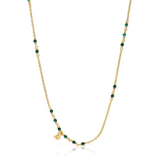 Silver vermeil and malachite Necklace Bold Bear | TOUS