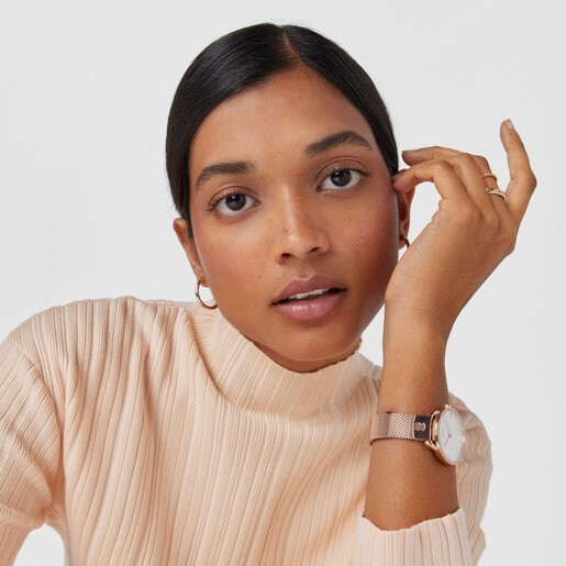 Часы Let Mesh из стали c розовым ионным напылением