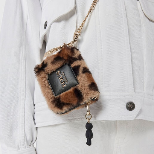 Monedero mediano beige y negro Amaya Wild