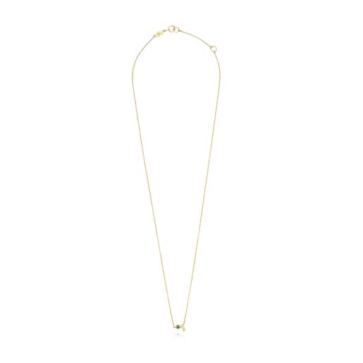 Gold Teddy Bear Necklace with tsavorite