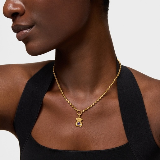 قلادة من الجمشت والفضة المطلية بالذهب عيار 18 قيراطًا من التشكيلة Sweet 40s من TOUS