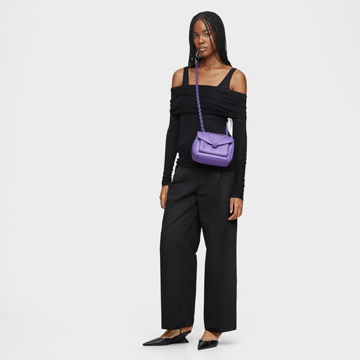 Small purple leather Crossbody bag TOUS Bold Bear