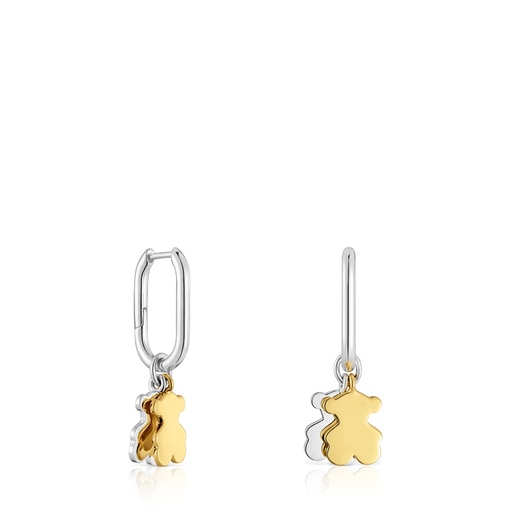 Sweet Dolls two-tone small Hoop earrings with bear motif