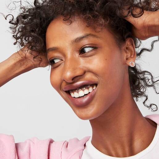 Aretes pequeños Straight disco de Plata