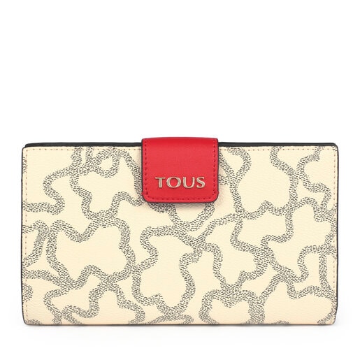 Medium Flat Kaos Icon Wallet in Multi Beige - Red