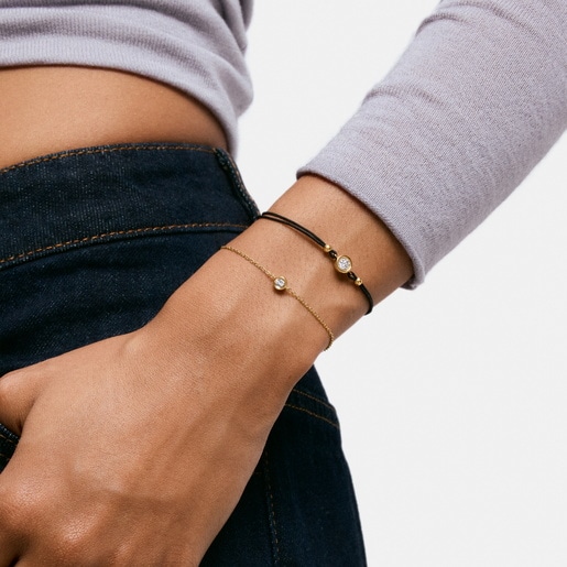 Bracelet chaîne en argent plaqué or 18 ct et diamant créé en laboratoire Line LGD