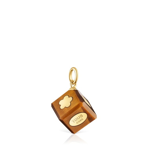 14kt gold Pendant with tiger’s eye Cube