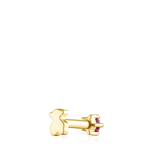 Gold TOUS Cool Joy Ear piercing with rhodolite