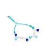 Bracelet Icon Glass en argent, verre de Murano et nylon bleu