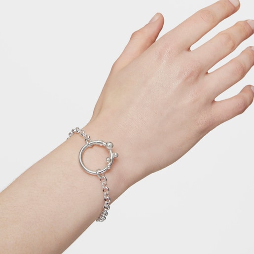 Large silver Ring with details Hold