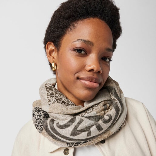 Brown jacquard Kaos Mini Stamp Scarf