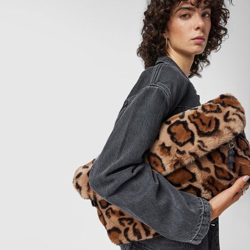 Topshop faux fur hot sale leopard print bag