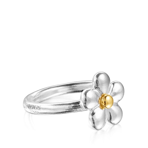 Two-tone Fragile Nature flower Ring