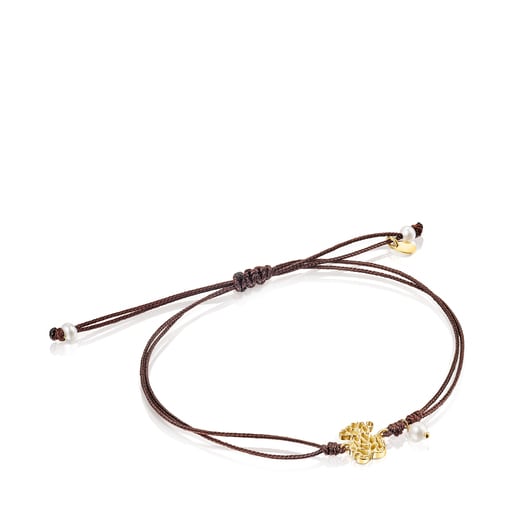 Gold Oceaan Bracelet with pearl and cord