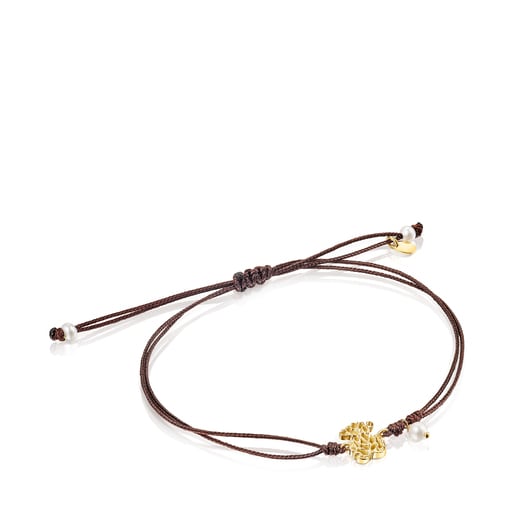 Gold Oceaan Bracelet with pearl and cord | TOUS