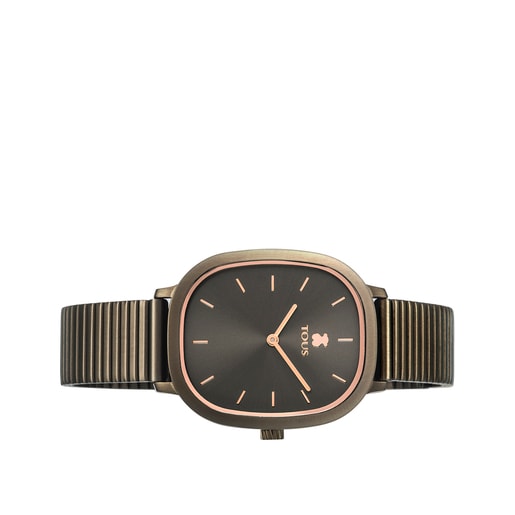 Gray/pink-colored IP steel Heritage Brick Watch