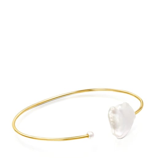 Silver Vermeil Nenufar petal Bracelet with Pearls