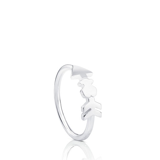 Silver TOUS Follow Ring with Bear and Arrow motif