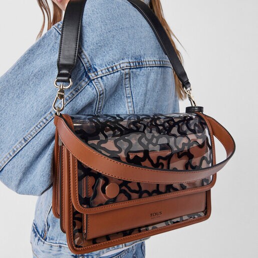 Средняя прозрачная и коричневая сумка-кроссбоди Audree