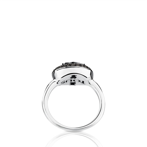 White Gold TOUS Bear Ring with Diamond and Spinel