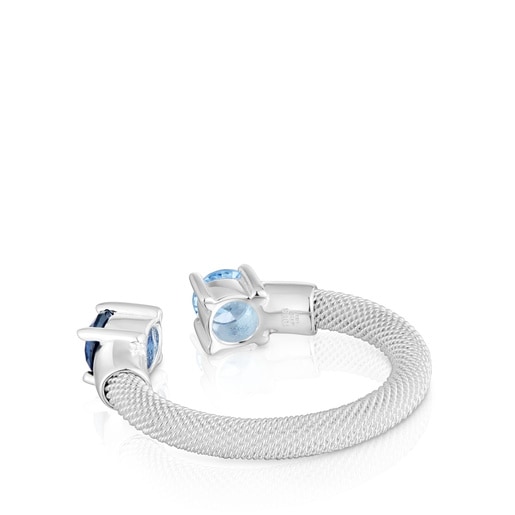 Silver and lab-grown spinel Open ring TOUS Mesh LGG