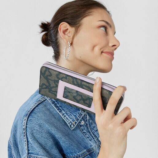 Billetera mediana negra y malva Kaos Legacy