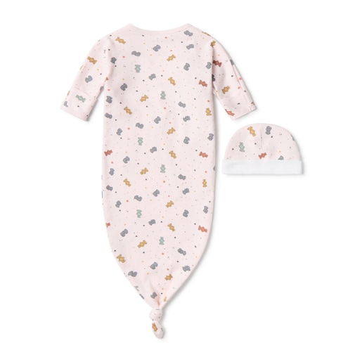 Conjunto de pijama e gorrinho de bebé Charms cor-de-rosa