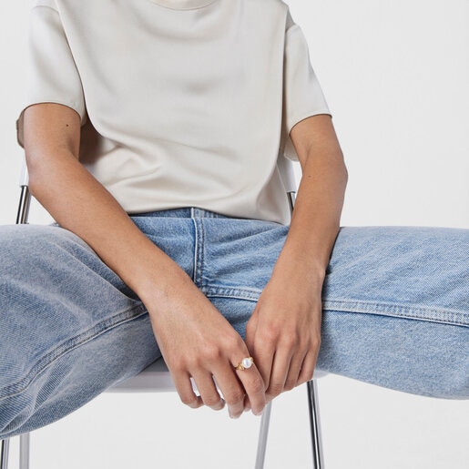 Золотое кольцо Oceaan с ракушками и жемчугом