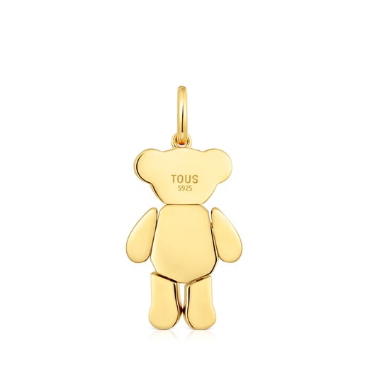 Dije oso con baño de oro 18 kt sobre plata y gemas Teddy Bear