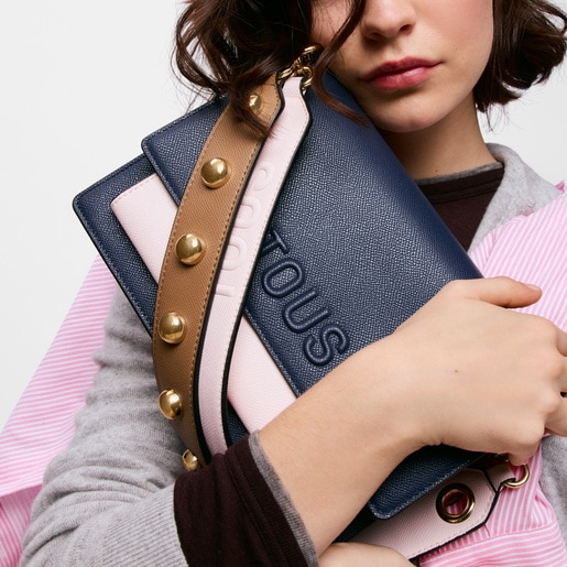 Medium blue and pink Crossbody bag Audree Saffiano