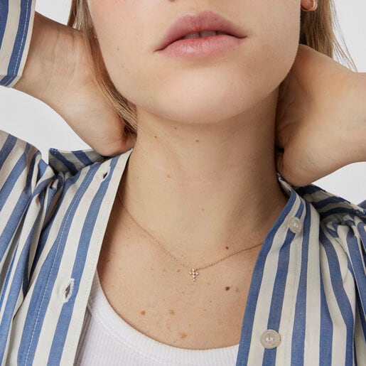 Gold Cross necklace with 0.09ct of diamonds Les Classiques