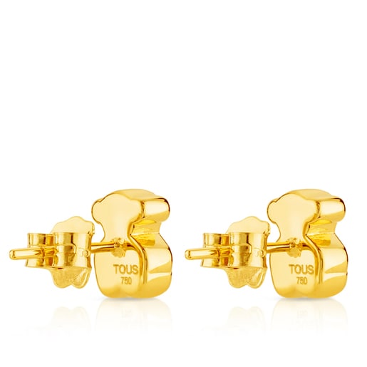 Gold Sweet Dolls Earrings Bear motif. Push back.