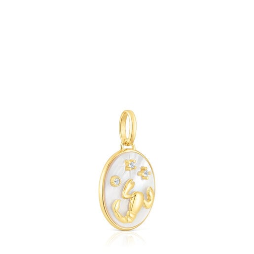 Pendente Scorpione in argento vermeil con madreperla e topazi TOUS Horoscope