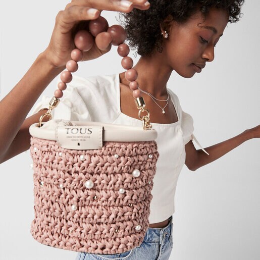 Small pink and beige TOUS Craft Bucket bag