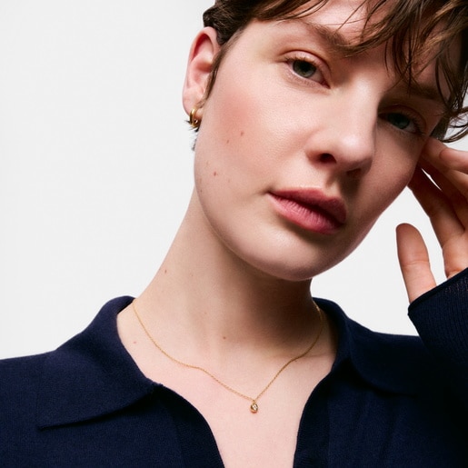 Collar corto con baño de oro 18 kt sobre plata y diamante creado en laboratorio Line LGD