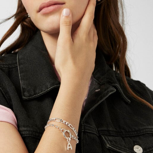 Alphabet letter A pendant in silver