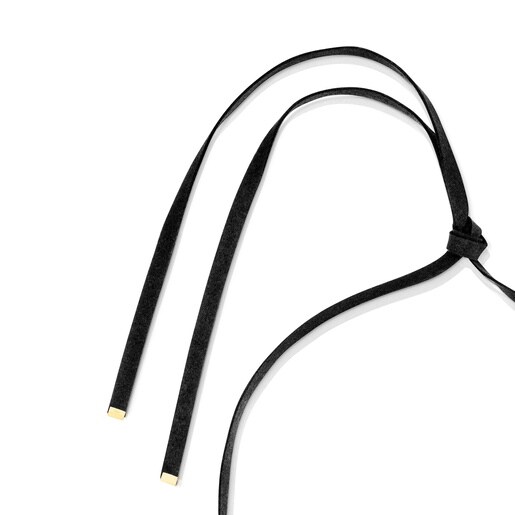 40 mm gold-colored steel, white resin and black cord flower Necklace TOUS Galaxy