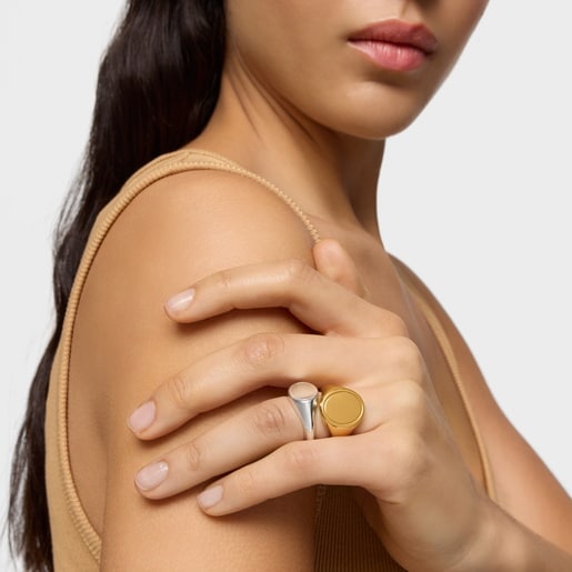 16 mm 18kt gold plating over silver Signet ring TOUS Basics