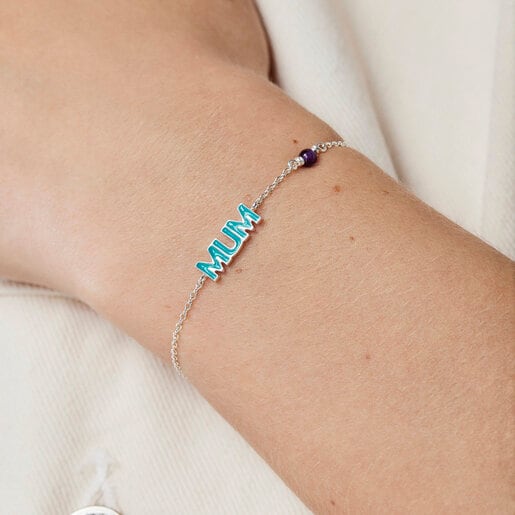 Bracciale Mum TOUS Crossword Mama in argento con smalto e gemma