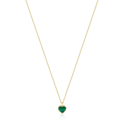 Short 14kt gold Necklace with malachite XXS