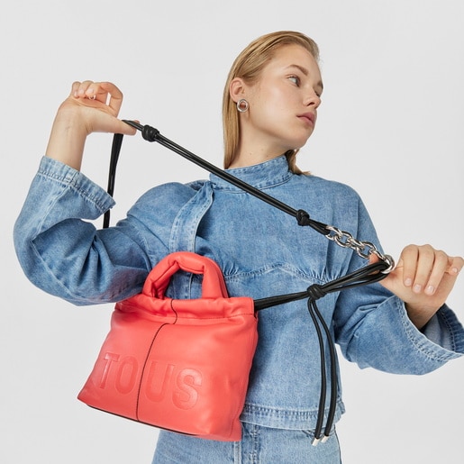 Medium coral-colored leather TOUS Cloud One-shoulder bag