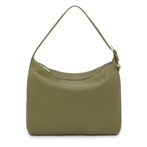 Saca de piel verde oliva TOUS Fold