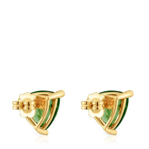 Earrings in 18kt gold plating over silver and green spinel created in the TOUS Color Lab