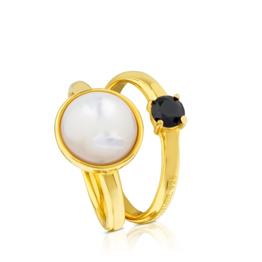 Vermeil Silver Sky Power Ring with Mother-of-pearl and Spinel